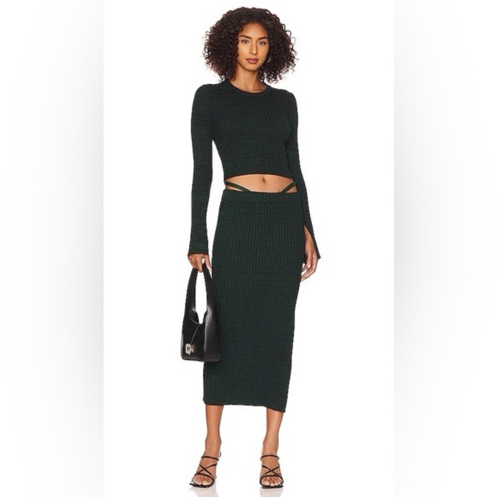 MONROW - Cosmo Rib Knit Midi Skirt – Deep Forest – XS — NWT - Picture 4 of 10